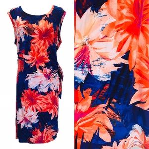 GUC Bold Tropical Print Faux Wrap Dress
